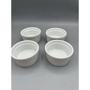 Pier 1 White Porcelain Ramekins Set of 4 Soufflé Custard Cups 3.5”